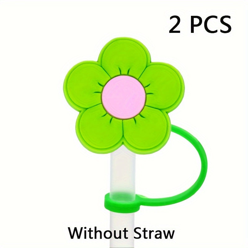 Silicone Flower Straw Lid Set - Reusable Dustproof Plug