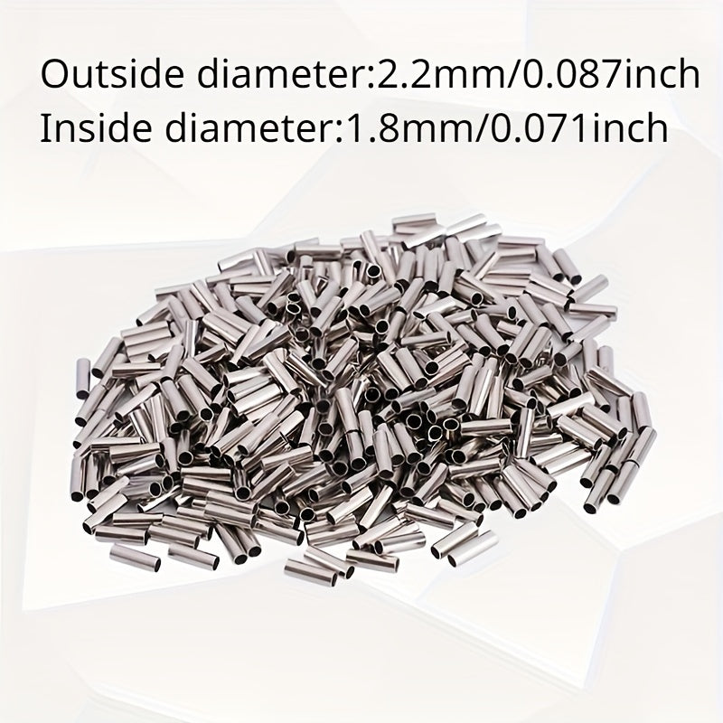 500pcs Copper Tube Connectors Crimping Sleeves Fishing Line Wire Leader