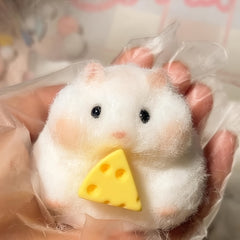 Hamster Squeeze Toy with Cheese & Bunny Motifs Soft Texture