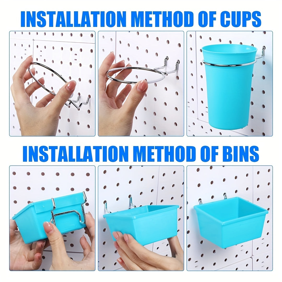 Nail Plate Storage Rack Set with Heavy Duty Basket, Hooks, and Organizer Cups