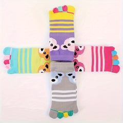 Kids' Bear Five Toes Short Cotton Sports Socks