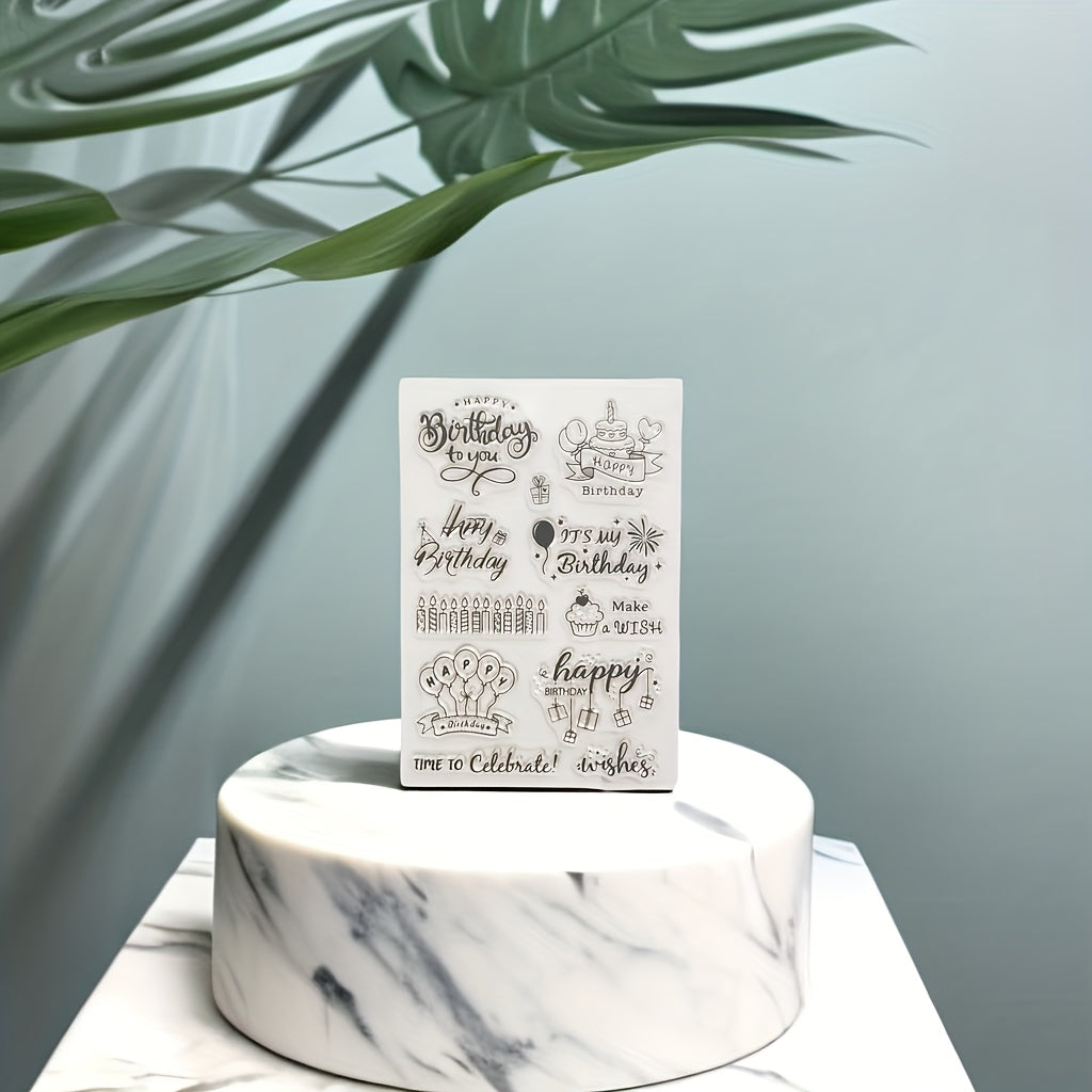 Word Cake Candle Balloon Transparent Silicone Stamp