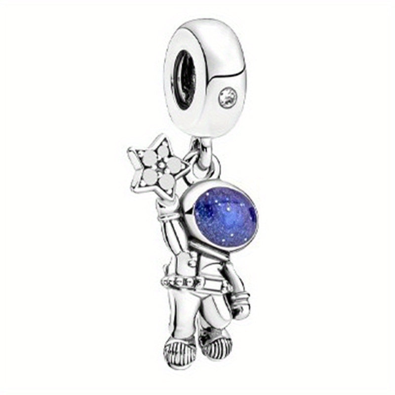Star Galaxy Astronaut Beaded Bracelet with Angel Wings Charm