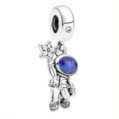 Star Galaxy Astronaut Beaded Bracelet with Angel Wings Charm