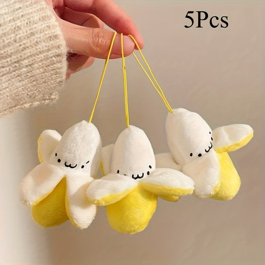 5pcs Banana Plush Toys Soft Mixed Colors with Eyes & Mouths