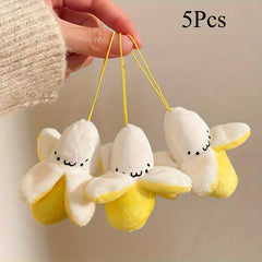 5pcs Banana Plush Toys Soft Mixed Colors with Eyes & Mouths