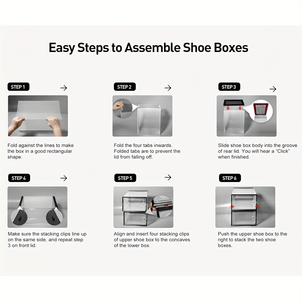 12pcs Shoe Rack Box With Door Stackable Shoe Cabinet Drawer