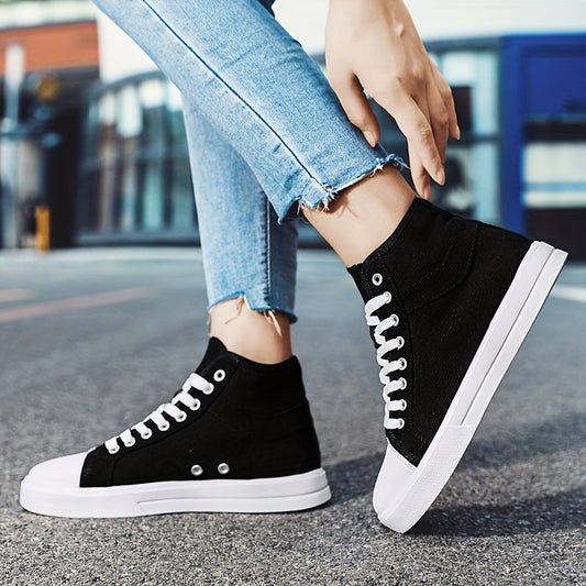 Women's Canvas Lace Up Skate Shoes Lightweight Mid Top Sneakers