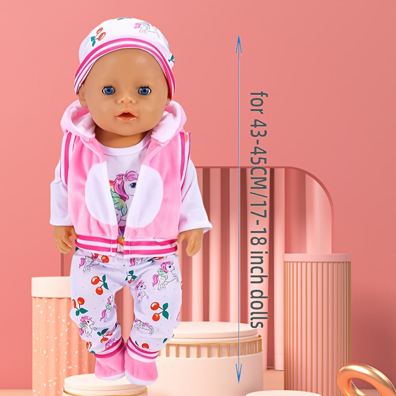 Unicorn Doll Clothes Set for 17-18 Inch Girl Dolls - 5pcs
