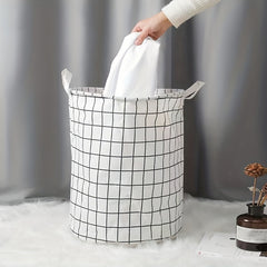 Round Fabric Laundry Basket Portable Hamper Waterproof Dustproof