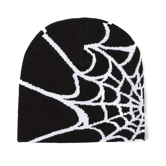 Spider Pattern Knitted Winter Hat - Halloween Gift