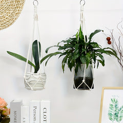 3pcs Macrame Plant Hanger Indoor Outdoor Hanging Basket 4 Legs Natural Cords