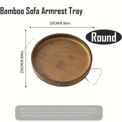 Bamboo Sofa Armrest Table Small Side Table Adjustable Tray