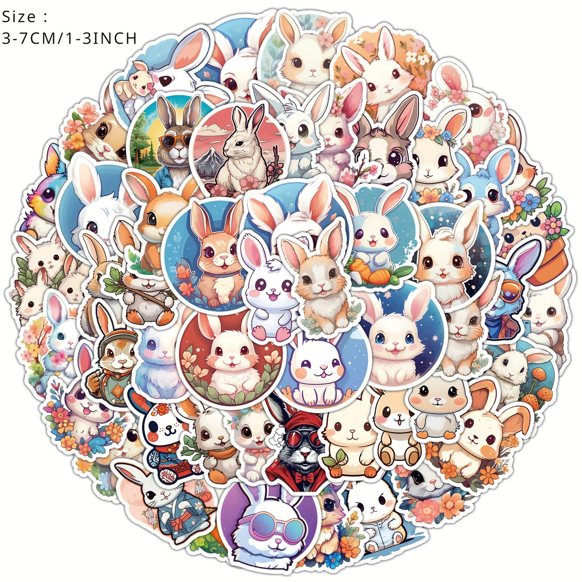 50pcs Bunny Series Stickers for Notebooks Laptops Helmets Desks Water Bottles