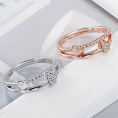 Men's Heart Faux Diamond Ring Open Ring Jewelry