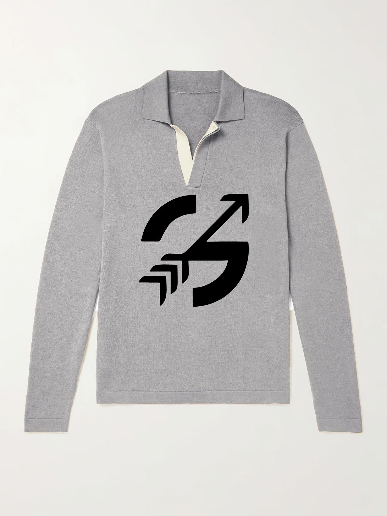 Arrow Pattern Knit Polo Shirt Men's Casual Lapel Pullover Sweater