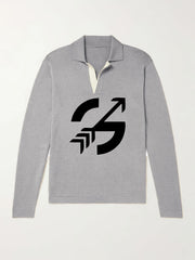 Arrow Pattern Knit Polo Shirt Men's Casual Lapel Pullover Sweater