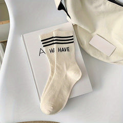 Comfy Letter Print Sports Socks for Women