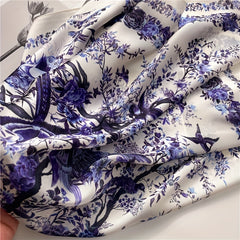Vintage Flower Print Bandana Silk Scarf Neckerchief Hair Accessory
