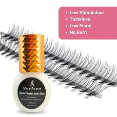 Clear Lash Glue for Cluster Eyelash Extensions Fast Drying Sensitive Waterproof