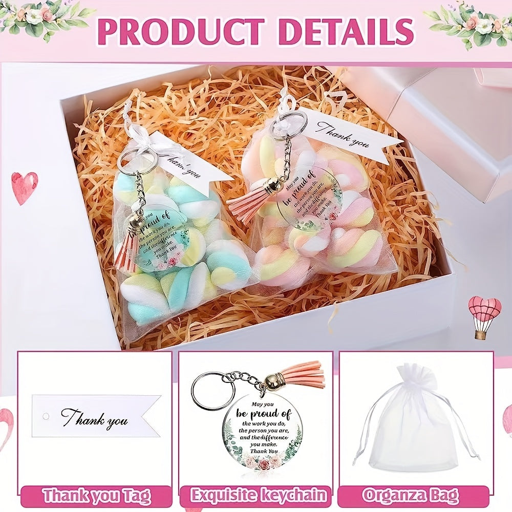 48PCS Acrylic Blanks Set Floral Print Keychain Kit