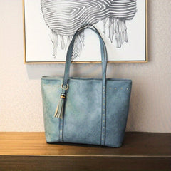 Vintage Large Tote Bag Retro PU Leather Shoulder Bag Women's Handbag