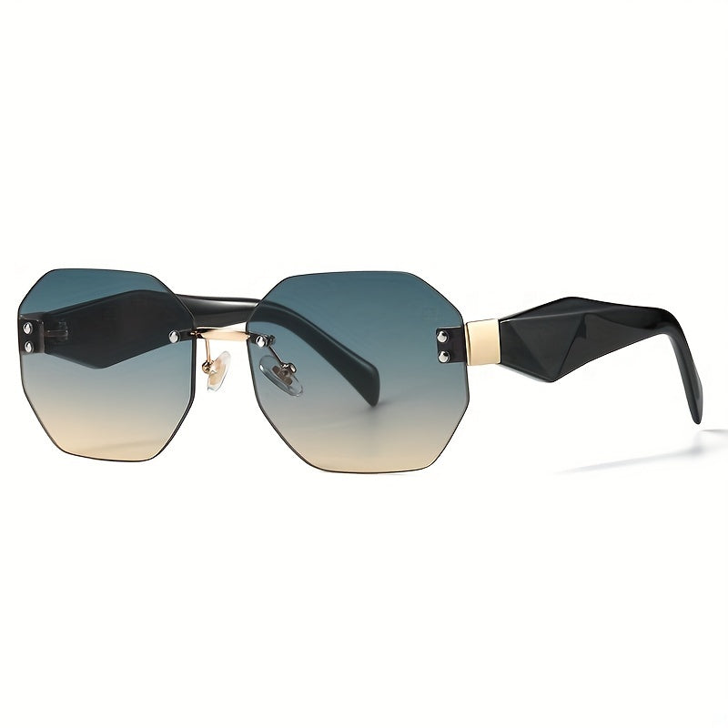 Rimless Rivet Sunglasses Gradient UV400 Driving Beach Summer Glasses