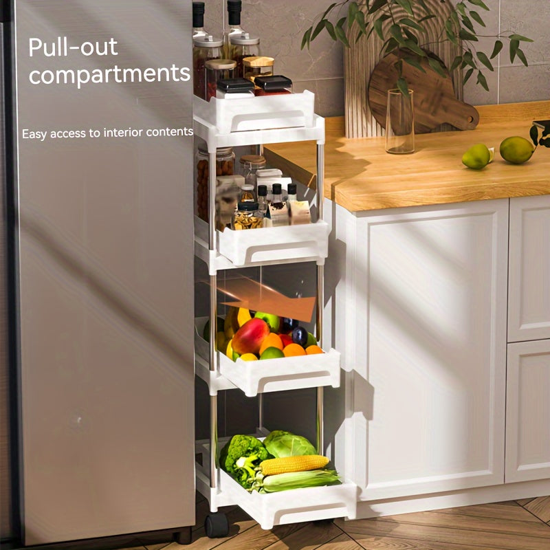 Kitchen Crevice Storage Rack Pull-Out Mobile Cart On Floor Bathroom Storage