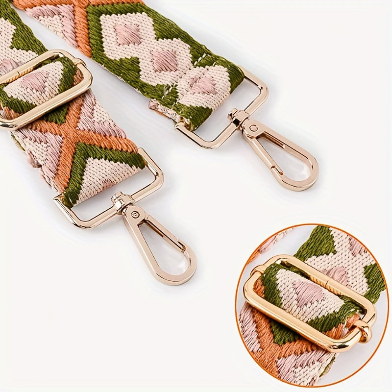 Ethnic Style Wide Shoulder Strap for Bag Nylon Adjustable Replacement Belt