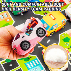 6 Soft Car Toys with Game Mat Storage Bag