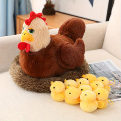 Chicken Hen Plush with Henhouse & 10 Chicks Surprise