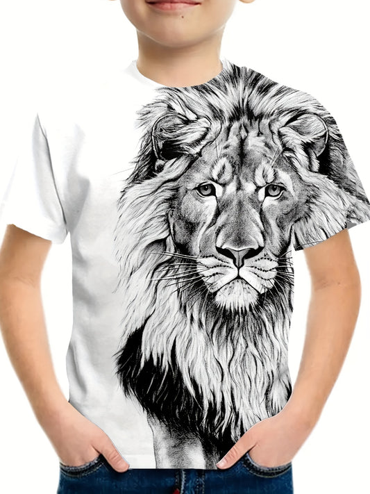 Boys' Comfy Lion Graphic T-Shirt for Summer Outings