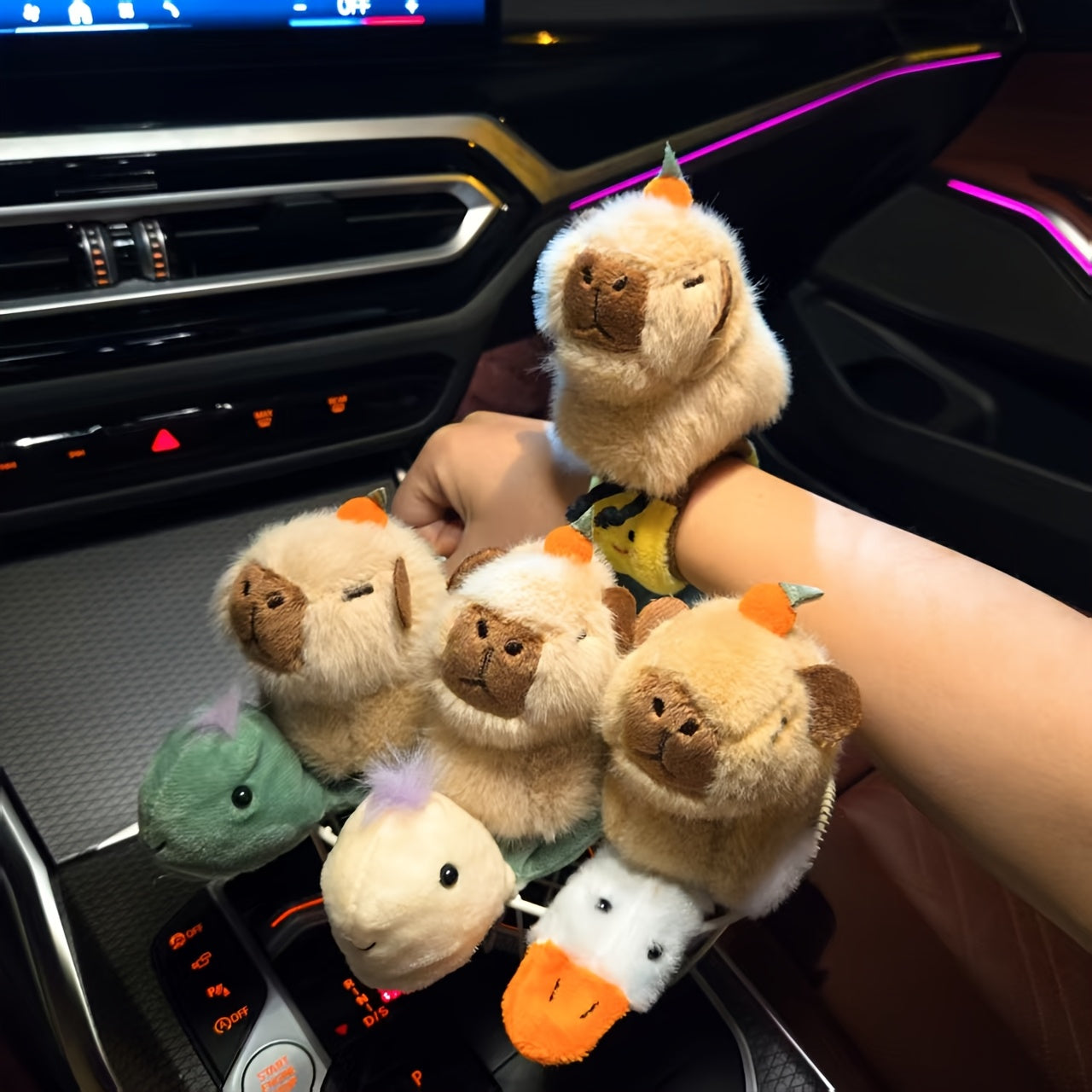 Skateboard Crocodile Capybara Puppy Plush Toy with Pop Ring