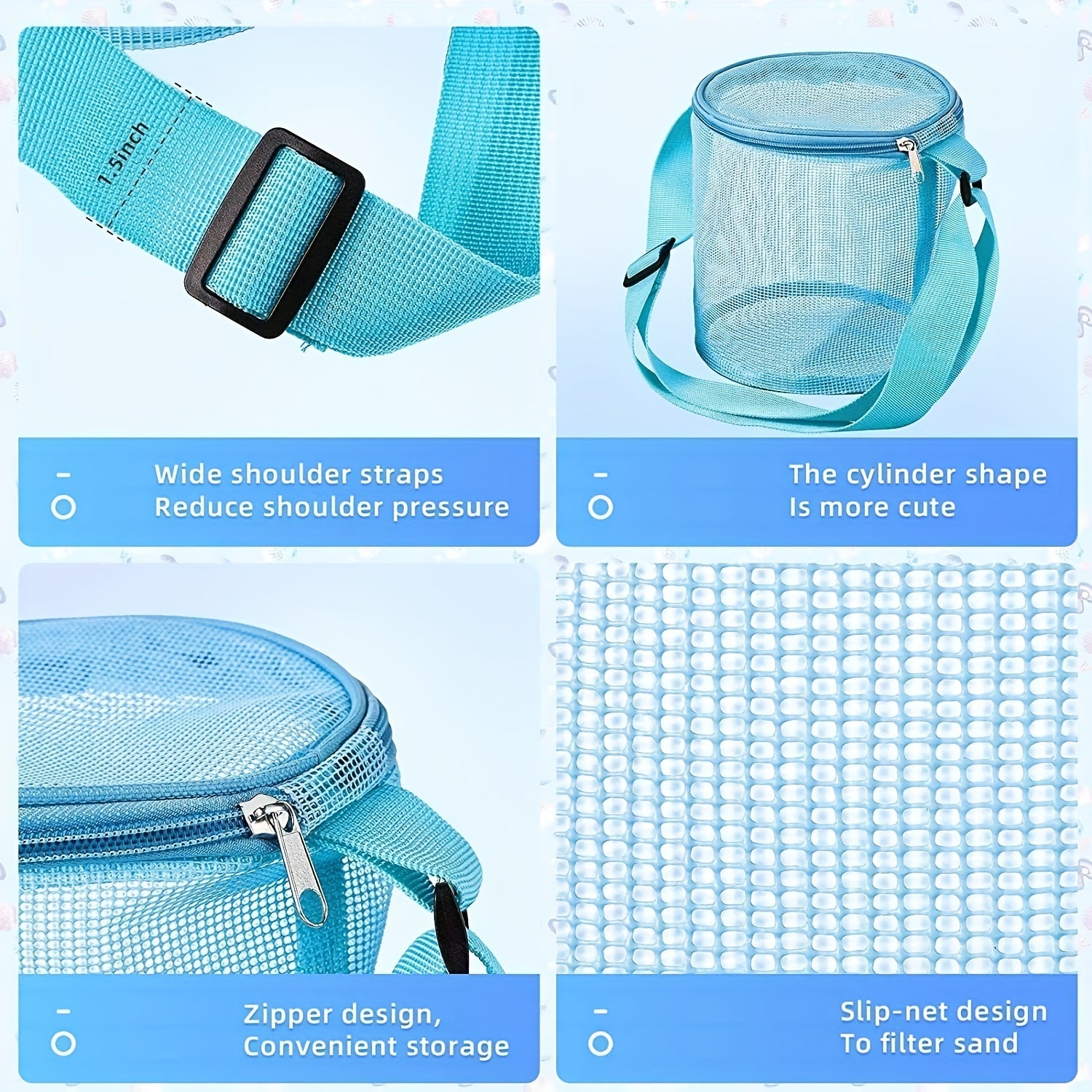 Colorful Kids Beach Mesh Bag for Sandcastle Building