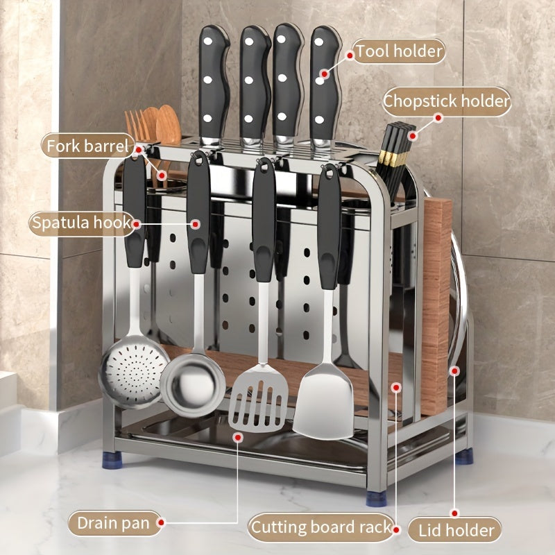 Stainless Steel Cutting Board Organizer with Hooks