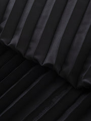 Pleated Maxi Skirt High Waist Casual Solid Color