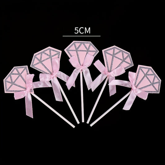 25pcs Glitter Diamond Ring Cupcake Toppers Wedding Decor