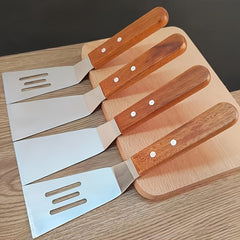 Small Stainless Steel Spatula with Wooden Handle