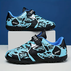 Boy's TF Football Boots Hook Loop Fastener Anti-skid Soccer Shoes