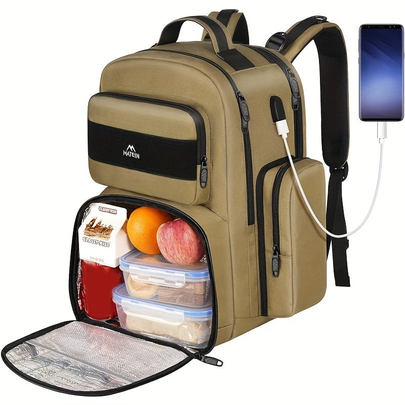 MATEIN Insulated Cooler Backpack for Men 17-Inch Travel Laptop Bag with USB Port