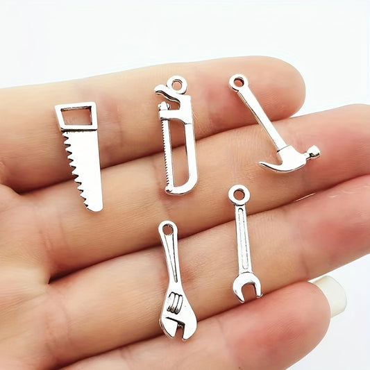 10pcs Mini Tool Serrated Wrench Hammer Head Pendant DIY Jewelry Making