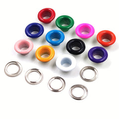 100 Multicolor Metal Eyelets Grommet Ring DIY Leathercraft Scrapbooking