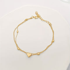 Mini Love Heart Thin Chain Anklet Double Layers Ankle Bracelet
