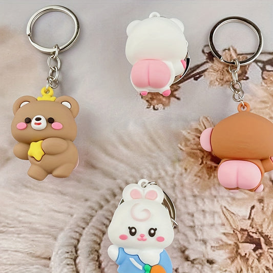 Cartoon Animal Door Ornament Soft Rubber Doll Keychain Pendant