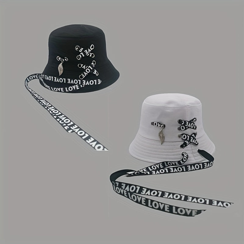 Love Ribbon Laced Up Bucket Hat
