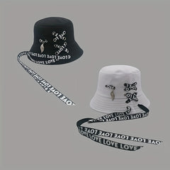 Love Ribbon Laced Up Bucket Hat