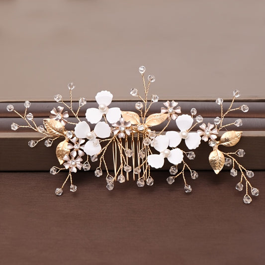 Faux Pearl Flower Hair Comb Bridal Wedding Hair Accessories