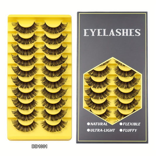 10 Pairs Natural Synthetic Fiber False Eyelashes
