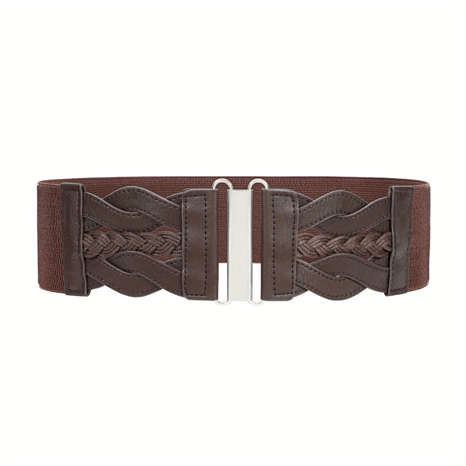 Vintage Braided Wide Elastic Waistband Belt for Women