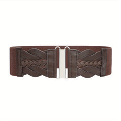 Vintage Braided Wide Elastic Waistband Belt for Women